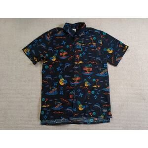 Adidas Skateboarding Hawaiian AOP Tropical Button Up Short Shirt Mens Large